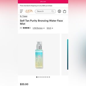 NEW, Sealed St. Tropez Self Tan Bronzing Face Mist - 2.7 fl oz